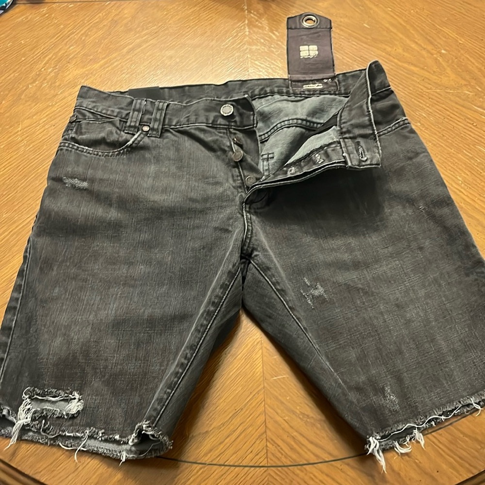 Insight Charcoal Distressed Jean Shorts